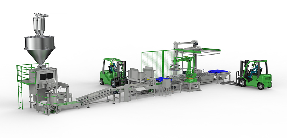 ACGS-DA(R) Fully Automatic Weighing, Packaging Line with Palletizing Robot